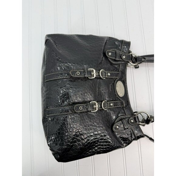 NINE WEST Vintage‎ Black Pebbled Shoulder Bag Purse Faux Leather - Picture 7 of 16